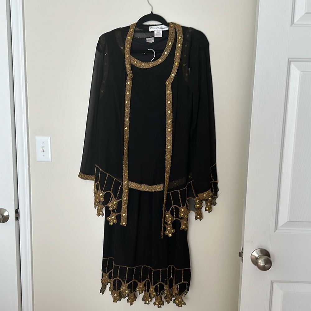 FRENCH COLLIZIONI 3 PC BLACK AND GOLD DRESS